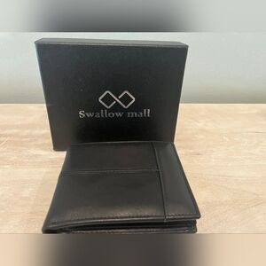 Swallow Mall Black Leather Wallet With RFID Secure Technology